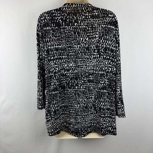 Bleeker & Mcdougal Black White Animal Print Open Cardigan 3/4 Sleeve XL - Picture 5 of 7